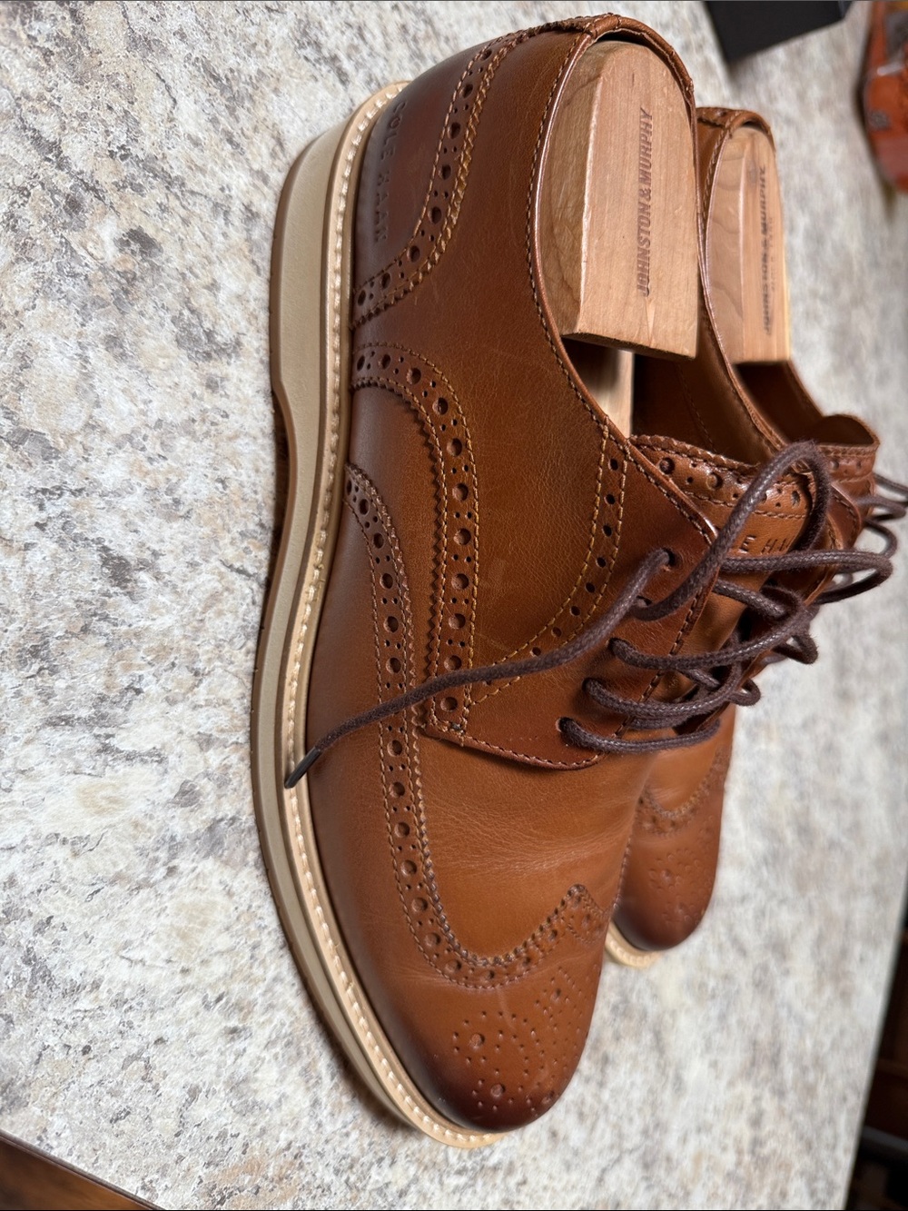 Classic Brown Leather Wingtip Oxford Dress Shoe